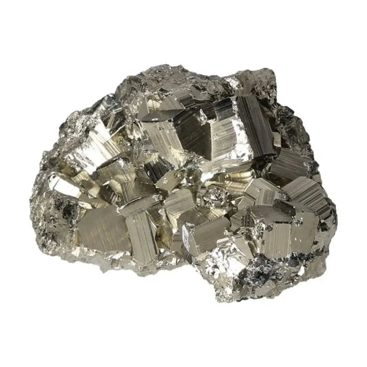 Superior Quality Pyrite Cluster with geometric formations and metallic luster, showcasing natural elegance and intricate details.