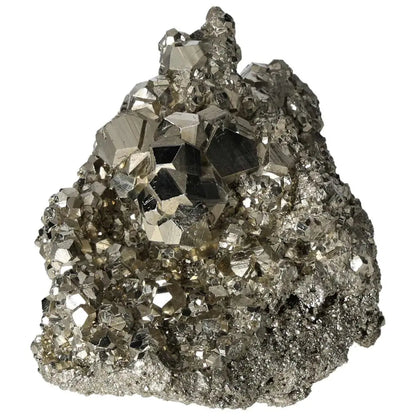 Superior quality pyrite cluster showcasing natural geometric formations and metallic luster for geological elegance and decoration.