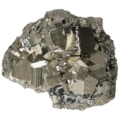 Superior quality pyrite cluster showcasing geometric brilliance and metallic luster in cubic formations.