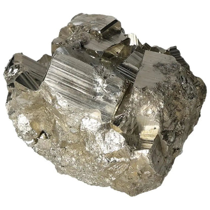 Superior quality pyrite cluster with geometric formations and metallic luster, showcasing natural elegance and intricate detail.
