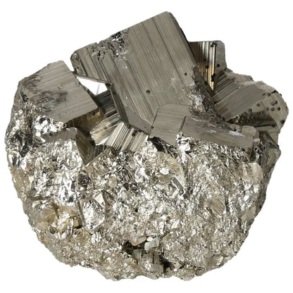 Superior quality pyrite cluster showcasing natural geometric brilliance and metallic luster.