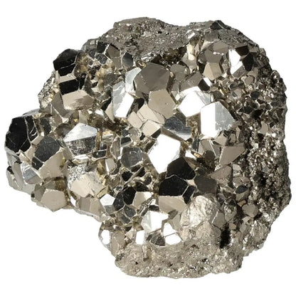 Superior quality pyrite cluster with natural cubic formations and metallic luster showcasing geometric brilliance.