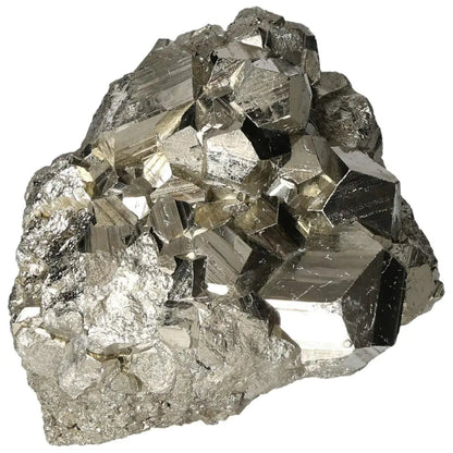 Superior quality pyrite cluster with natural geometric formations showcasing metallic luster, ideal for collectors and natural decor.