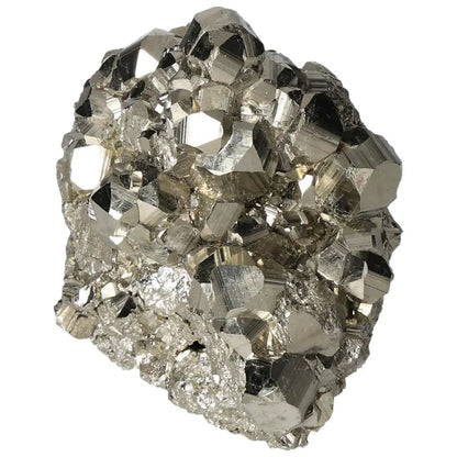 Superior Quality Pyrite Cluster with Geometric Formations and Metallic Luster