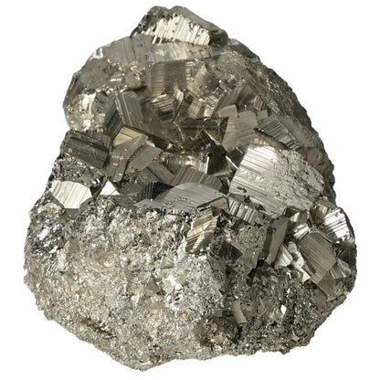 Superior quality pyrite cluster showcasing geometric cubic formations and metallic luster, sourced from premium deposits.