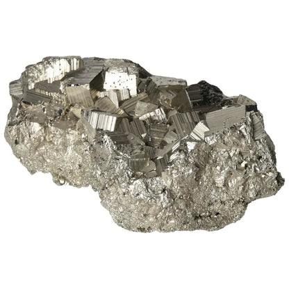 Superior quality pyrite cluster with cubic formations and metallic luster, showcasing geometric brilliance in natural form.