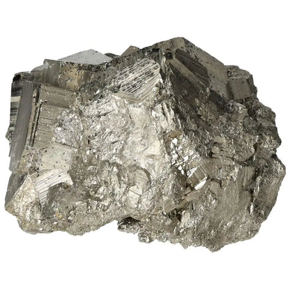 Superior quality pyrite cluster with natural cubic formations and metallic luster, showcasing geometric brilliance.