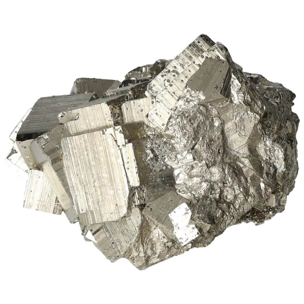 Superior quality pyrite cluster featuring natural cubic formations and metallic luster, showcasing geometric brilliance and elegance.