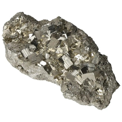 Superior Quality Pyrite Cluster with geometric formations and metallic luster