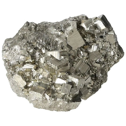Superior quality pyrite cluster with natural geometric formations and metallic luster, showcasing intricate sculptural details.