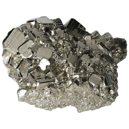 Superior quality pyrite cluster showcasing natural cubic formations and metallic luster, perfect for collectors and decor.