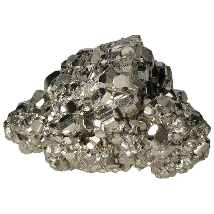 Superior quality pyrite cluster with geometric cubic formations and metallic luster, showcasing natural sculptural elegance.