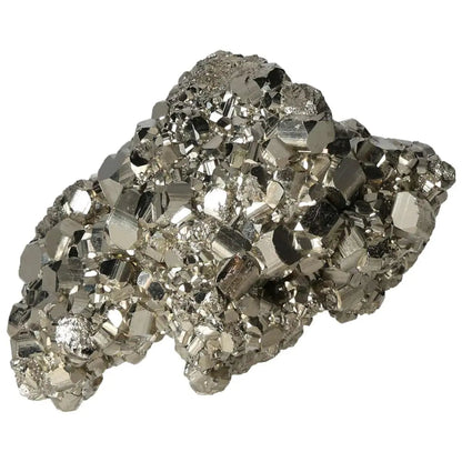 Superior quality pyrite cluster with geometric formations and metallic luster, showcasing natural elegance and brilliance.