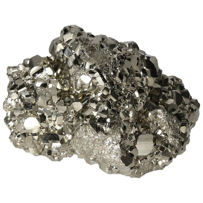 Superior quality pyrite cluster with geometric formations, displaying metallic luster and captivating elegance.