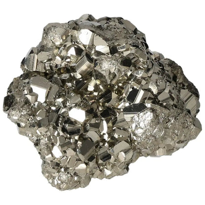 Superior quality pyrite cluster with geometric formations and metallic luster, showcasing nature's brilliance.