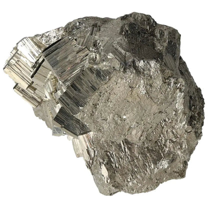 Superior Quality Pyrite Cluster featuring natural geometric formations and metallic luster.