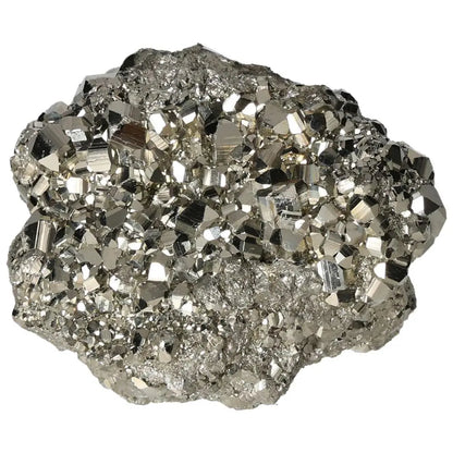 Superior Quality Pyrite Cluster with metallic luster and geometric formations, showcasing its natural cubic brilliance.