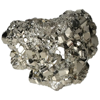 Superior quality pyrite cluster with metallic luster and geometric formations, showcasing natural cubic brilliance.