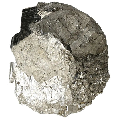 Superior quality pyrite cluster displaying geometric formations and metallic luster