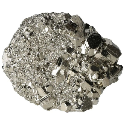 Superior quality pyrite cluster showcasing metallic luster and geometric formations in natural form.