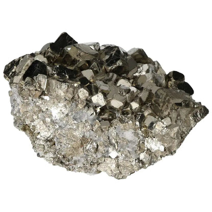 Superior Quality Pyrite Cluster with geometric formations and metallic luster