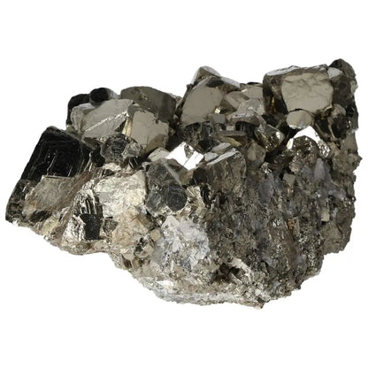 Superior quality pyrite cluster showcasing geometric formations and metallic luster, ideal for mineral collectors and enthusiasts.