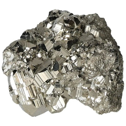 Superior quality pyrite cluster with geometric formations showcasing metallic luster and intricate details, sourced from premium deposits.