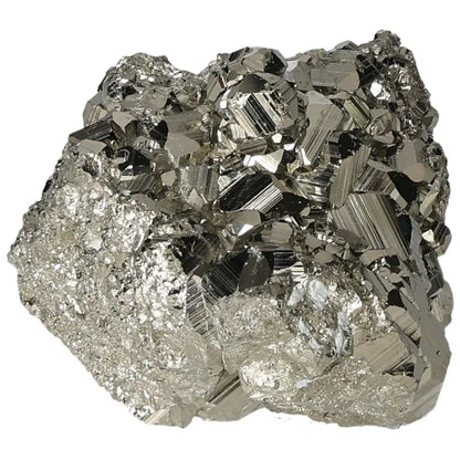 Alt Tag: Superior quality pyrite cluster featuring natural cubic formations and metallic luster, showcasing geometric brilliance.