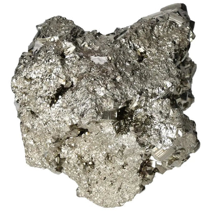 Superior quality pyrite cluster with metallic luster and geometric formations.