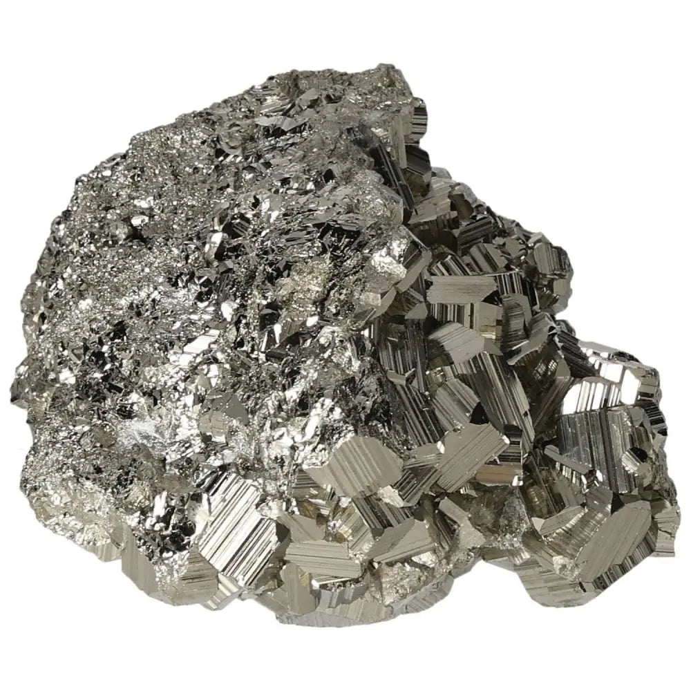 Superior quality pyrite cluster displaying geometric formations and metallic luster, showcasing natural elegance and beauty.