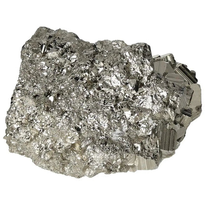 Superior quality pyrite cluster with metallic luster and geometric formations, showcasing nature's brilliance and elegance.
