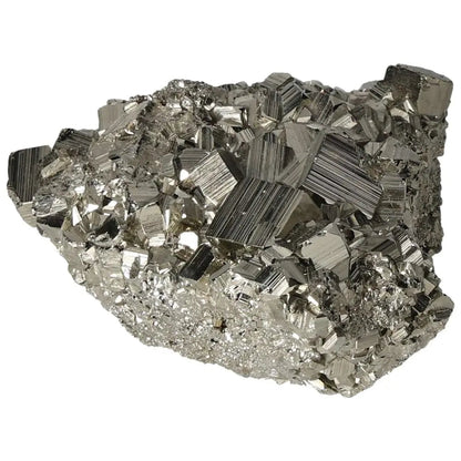 Superior quality pyrite cluster showcasing geometric cubic formations with metallic luster, sourced from premium deposits.