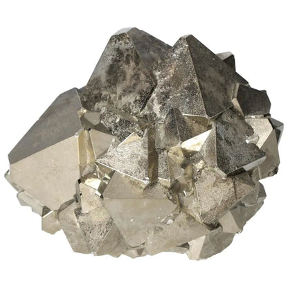 Superior Quality Pyrite Cluster with geometric metallic formations showcasing iconic luster.