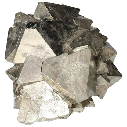 Superior Quality Pyrite Cluster with geometric, metallic brilliance illustrating natural cubic formations.