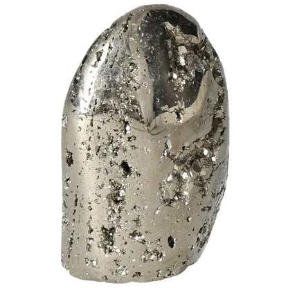 Shimmering superior quality pyrite cluster with geometric formations showcasing metallic luster and intricate details.