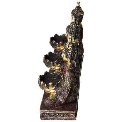 Side view of Tealight Holder Buddha with intricate design from Sylvia Crystals, showcasing luxury and spirituality.