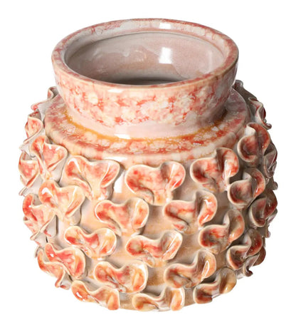 Terra Cotta Style Vase 22x22x20.5 cm, handcrafted with elegance and earthy flair, featuring intricate textured design.