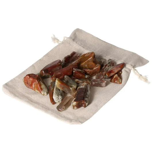 Bag of 20 tumbled Amphibole stones with unique colors and patterns for meditation and spiritual use.