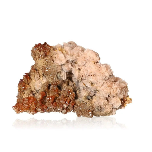 Vanadinite Druze mineral with vibrant red-orange hues and unique crystal formations, ideal for focus and creativity seekers.