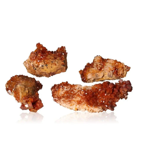 Vanadinite small druzes with vibrant red-orange crystals for focus and creativity, perfect for mineral collectors and energy seekers.