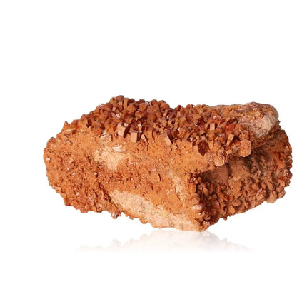 Vanadinite druze crystal showcasing vibrant red-orange hues, ideal for enhancing focus and creativity in collectors and creatives.