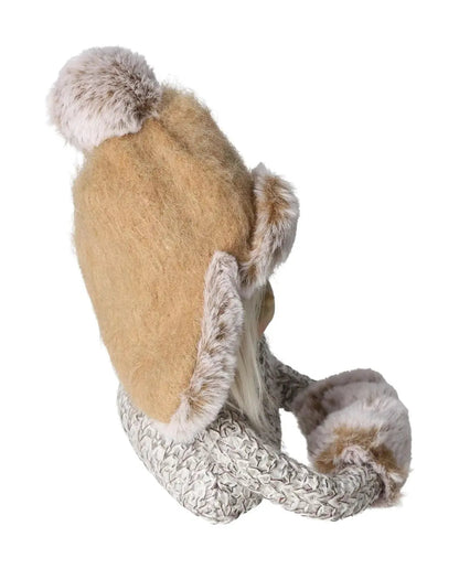 Winter decoration figure in knitted look with faux fur details, offering warmth and sophistication to seasonal decor by Sylvia Crystals.