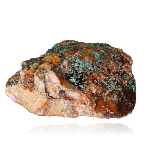 Azurite with Malachite mineral specimen showcasing deep blue and green patterns for mental clarity and spiritual growth.