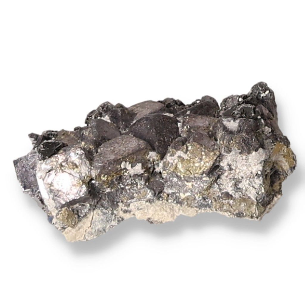 Raw galena mineral stone showcasing its metallic luster and grounding properties for spiritual practices.