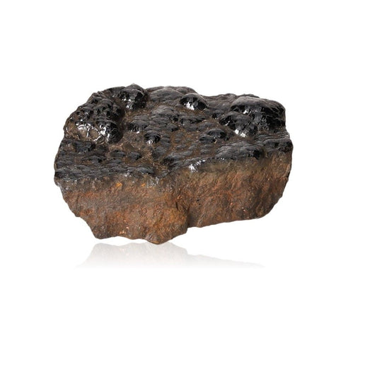 Polished botryoidal hematite with shimmering metallic surface for grounding and energy fortification.