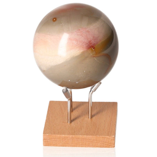 Vibrant Polychrome Jasper Sphere on Stand with Dynamic Colors