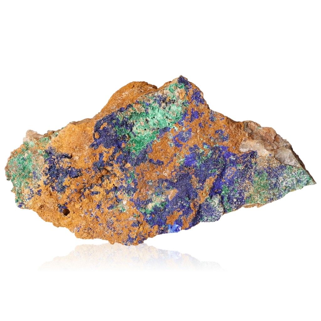 Azurite with Malachite druze, vibrant blue mineral featuring powerful metaphysical properties for enhancing intuition and spiritual insight