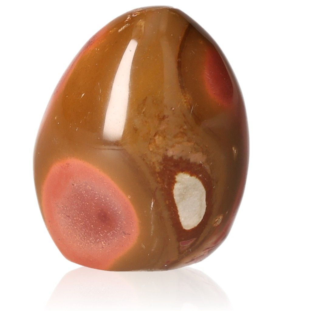 Polychrome Jasper Free Form stone with vibrant red, orange, and brown color patterns and a polished, glossy finish.