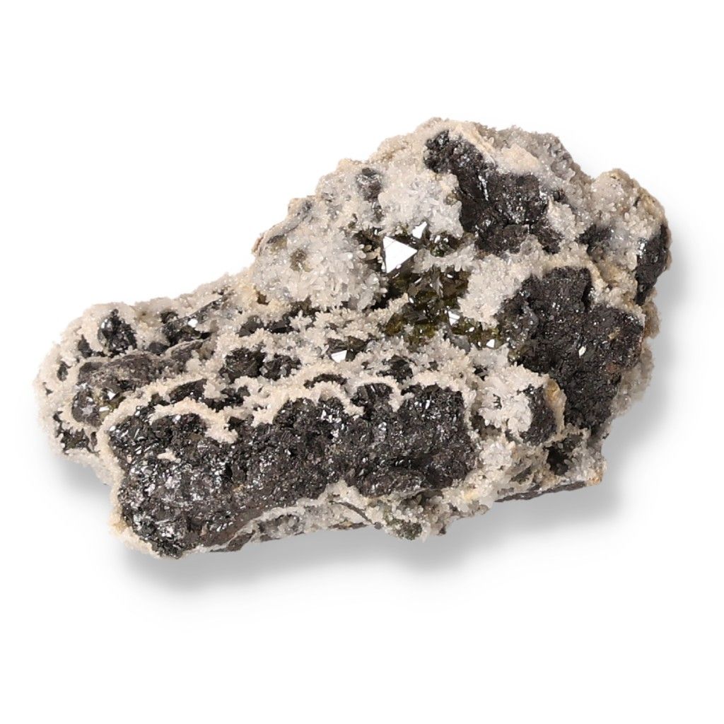 Galena mineral stone with grounding and protective properties for spiritual practices, featuring unique textures and colors.