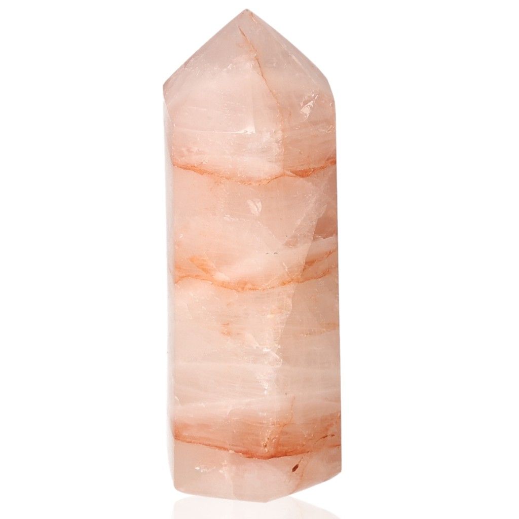 Red Calcite Tower Quartz Crystal for Chakra Healing and Spiritual Energy